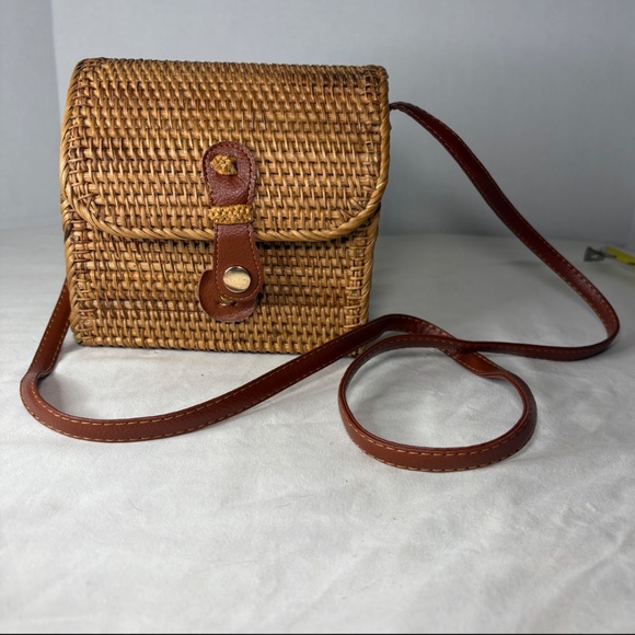 Handmade Handbags - Handwoven Rattan Small Crossbody Bag/Purse Basket Lined Handmade Boho
